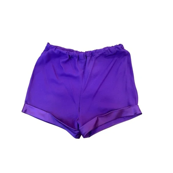 Vtg 70s Purple Ruffle Maxi Dress High Slit Hot Shorts Disco Formal 30" W Event - Picture 10 of 10